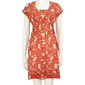 DVF Yana 99% Silk Orange Abstract Tie Front Dress US 4